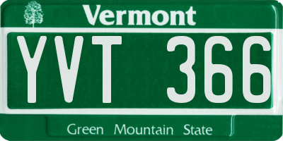 VT license plate YVT366