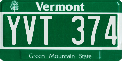 VT license plate YVT374