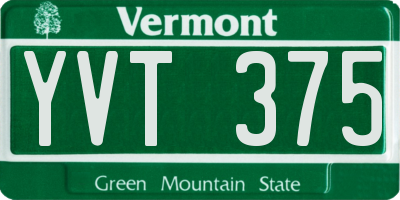 VT license plate YVT375