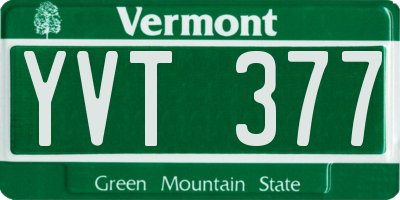 VT license plate YVT377