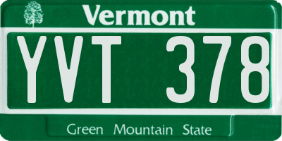 VT license plate YVT378