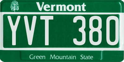 VT license plate YVT380
