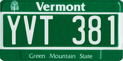 VT license plate YVT381