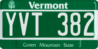 VT license plate YVT382
