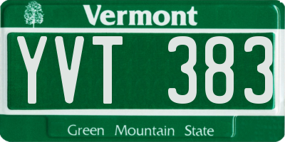 VT license plate YVT383
