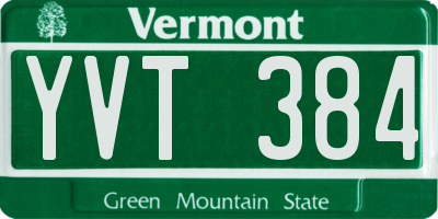 VT license plate YVT384