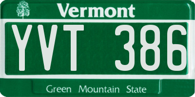 VT license plate YVT386