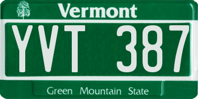 VT license plate YVT387