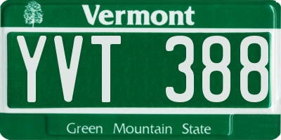 VT license plate YVT388