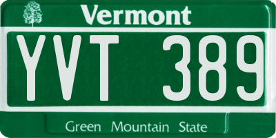 VT license plate YVT389
