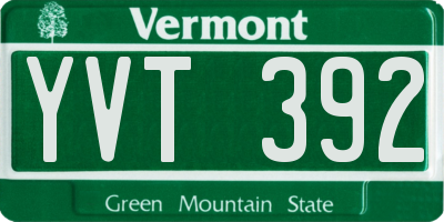 VT license plate YVT392