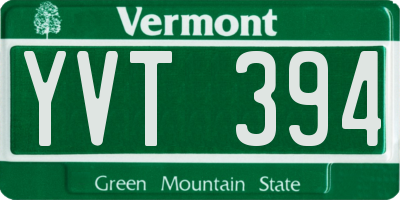 VT license plate YVT394