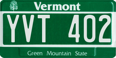 VT license plate YVT402