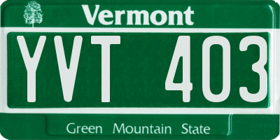 VT license plate YVT403