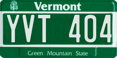 VT license plate YVT404