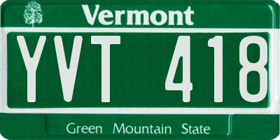 VT license plate YVT418