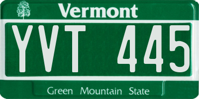 VT license plate YVT445