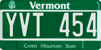 VT license plate YVT454