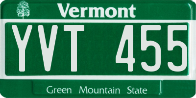 VT license plate YVT455