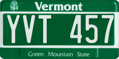 VT license plate YVT457