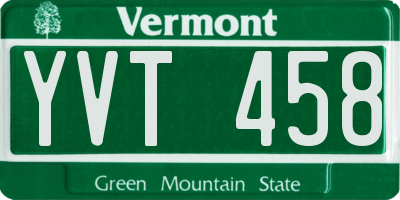 VT license plate YVT458