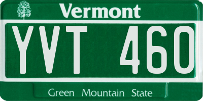 VT license plate YVT460