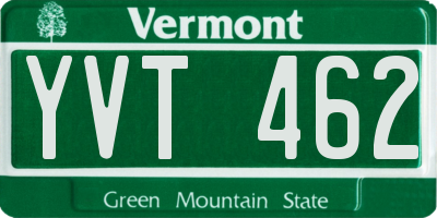 VT license plate YVT462