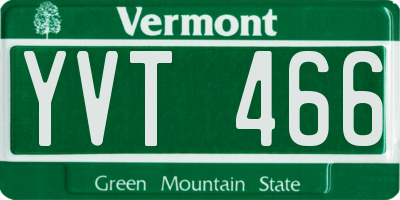 VT license plate YVT466