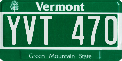 VT license plate YVT470