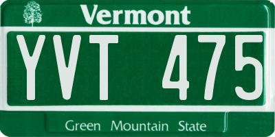 VT license plate YVT475