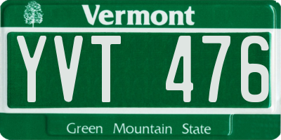 VT license plate YVT476