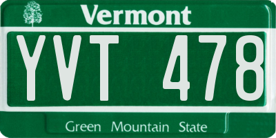 VT license plate YVT478