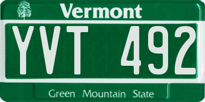 VT license plate YVT492