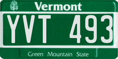 VT license plate YVT493