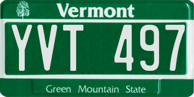 VT license plate YVT497