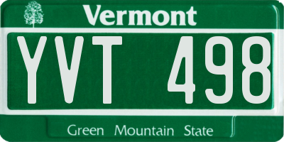 VT license plate YVT498