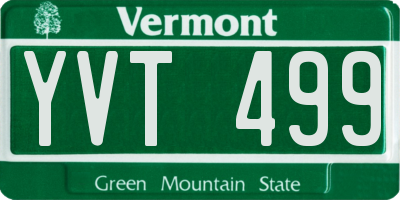VT license plate YVT499