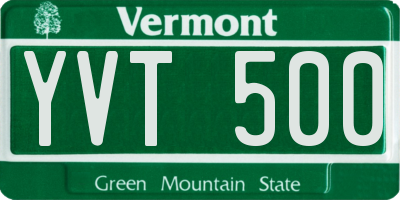 VT license plate YVT500