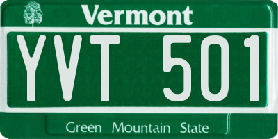 VT license plate YVT501