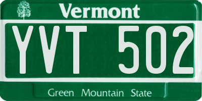 VT license plate YVT502