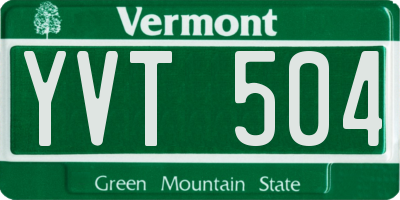 VT license plate YVT504