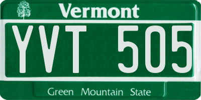 VT license plate YVT505