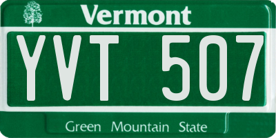 VT license plate YVT507