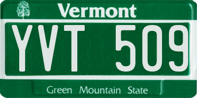 VT license plate YVT509