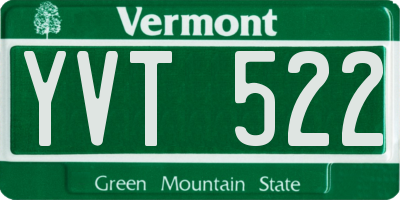 VT license plate YVT522