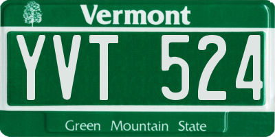 VT license plate YVT524