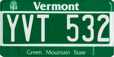 VT license plate YVT532