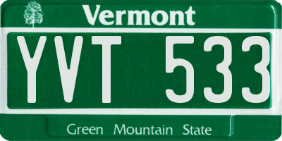 VT license plate YVT533