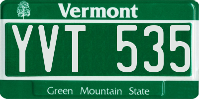 VT license plate YVT535