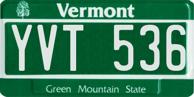 VT license plate YVT536